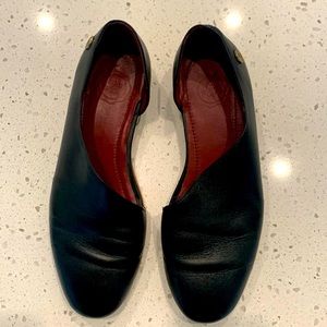 Genuine leather hand made black flats